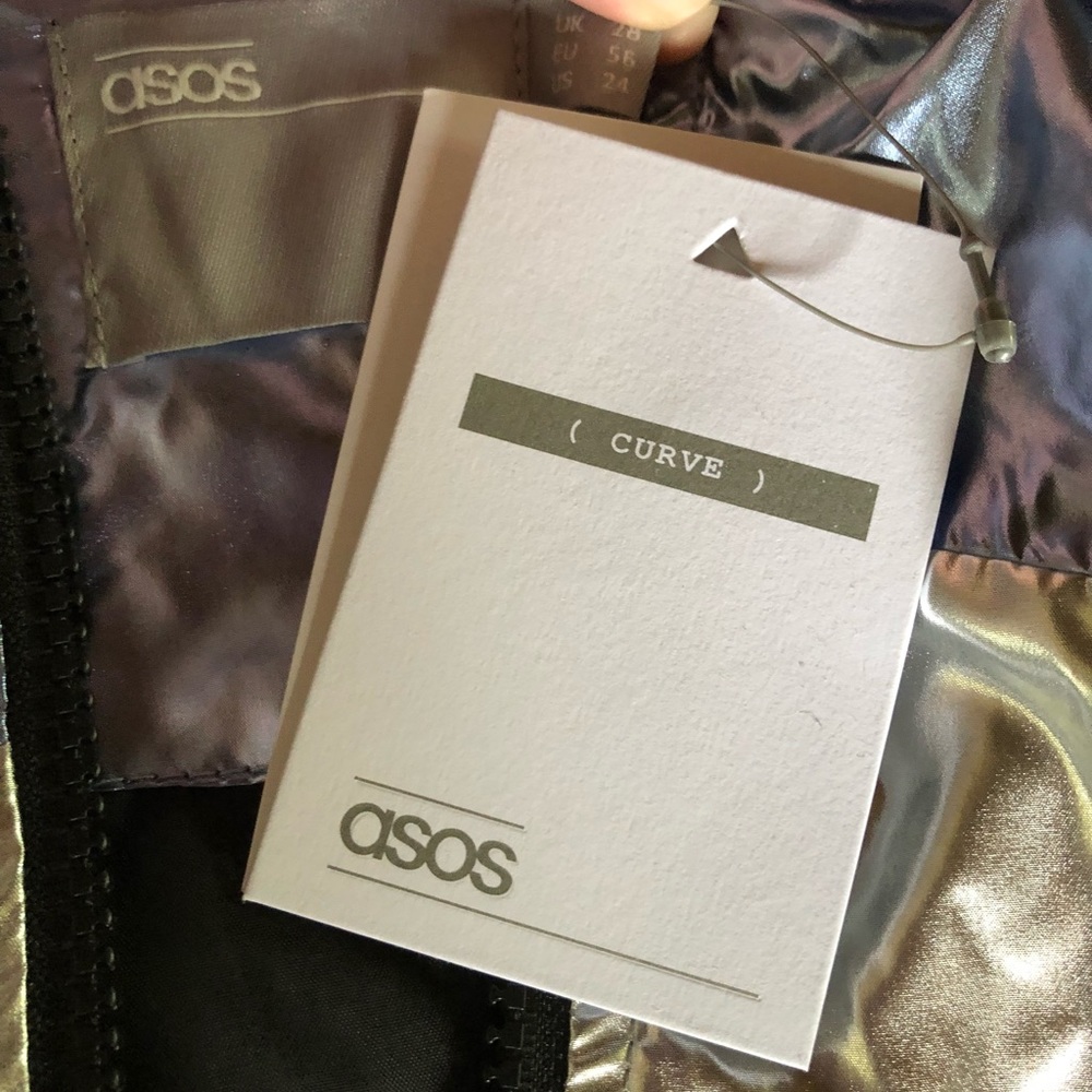 ASOS DESIGN Curve metallic panel rain jacket
